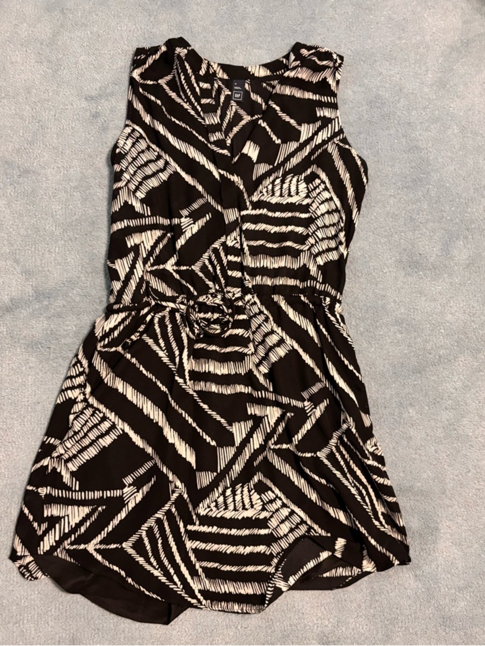 GAP Black and White Sleeveless Wrap-Style Mini Dress
